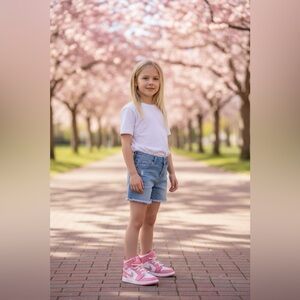Jordan Kids Pink and White Sneakers